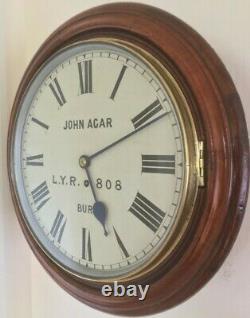 Antique Eight Day Rare High Quality LYR Railway Clock, Two Year Guarantee