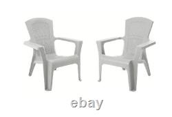 Home Baltimore 2 Plastic Chair Set Light Grey 1 Year Guarantee