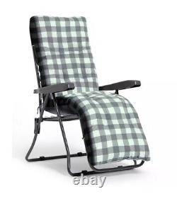 Home Check Folding Recliner Garden Chair Grey 1 Year Guarantee