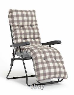 Home Check Folding Recliner Garden Chair Grey 1 Year Guarantee