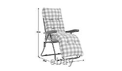 Home Check Folding Recliner Garden Chair Grey 1 Year Guarantee