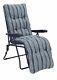 Home Coastal Stripe Folding Recliner Garden Chair Blue 1 Year Guarantee