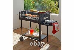 Home Deluxe Rectangle Steel Party Charcoal BBQ Black Free 1 Year Guarantee