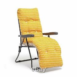 Home Folding Metal Sun Lounger Yellow 1 Year Guarantee