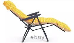 Home Folding Metal Sun Lounger Yellow 1 Year Guarantee