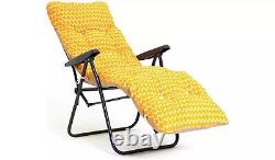 Home Folding Metal Sun Lounger Yellow 1 Year Guarantee