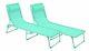 Home Metal Set Of 2 Sun Loungers Teal (no Head Rests) Free 1 Year Guarantee