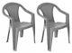 Home Rattan Effect Set Of 2 Stacking Chairs Grey Free 1 Year Guarantee