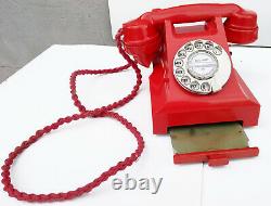 Red 1950s Bakelite Telephone, Newly Refurbished, Working, 1 year guarantee