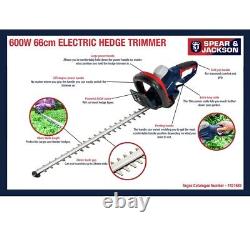 Spear & Jackson S6066EH 66cm Corded Hedge Trimmer 600W 1 Year Guarantee