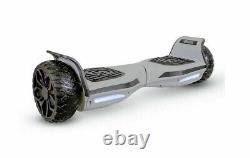 Zinc GT Pro Hoverboard Silver Built In Bluetooth Speakers 1 Year Guarantee