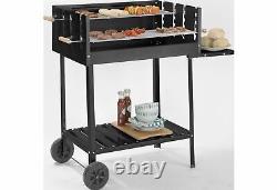 Barbecue au charbon de bois de luxe rectangulaire en acier pour fêtes à domicile, noir, garantie gratuite d'un an.