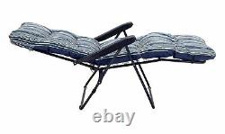 Chaise de jardin pliante à rayures côtières bleues avec garantie d'un an