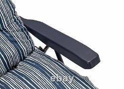Chaise de jardin pliante à rayures côtières bleues avec garantie d'un an