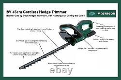 Mcgregor Mch18452 45cm Cordless Hedge Trimmer 18v Gratuit Garantie De 1 An