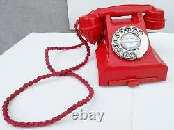 Rouge 1950 Bakélite Téléphone, Récemment Rénové, Travailler, Garantie 1 An