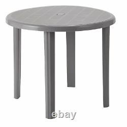 Table de jardin ronde 4 places gris clair avec garantie gratuite d'un an