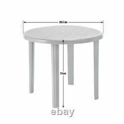 Table de jardin ronde 4 places gris clair avec garantie gratuite d'un an