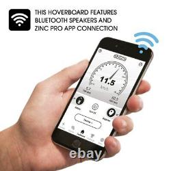 Zinc Gt Pro Hoverboard Argent Intégré Dans Haut-parleurs Bluetooth Garantie De 1 An